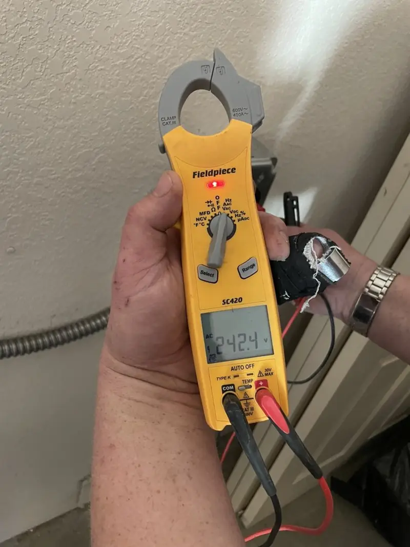 Voltage testing with clamp meter during Generator Installation in Troutdale